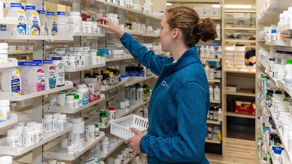 Filling a pharmacy order at White Cross Pharmacy