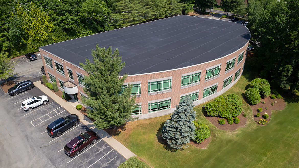An aerial view of White Cross Pharmacy's office in Lincoln, RI